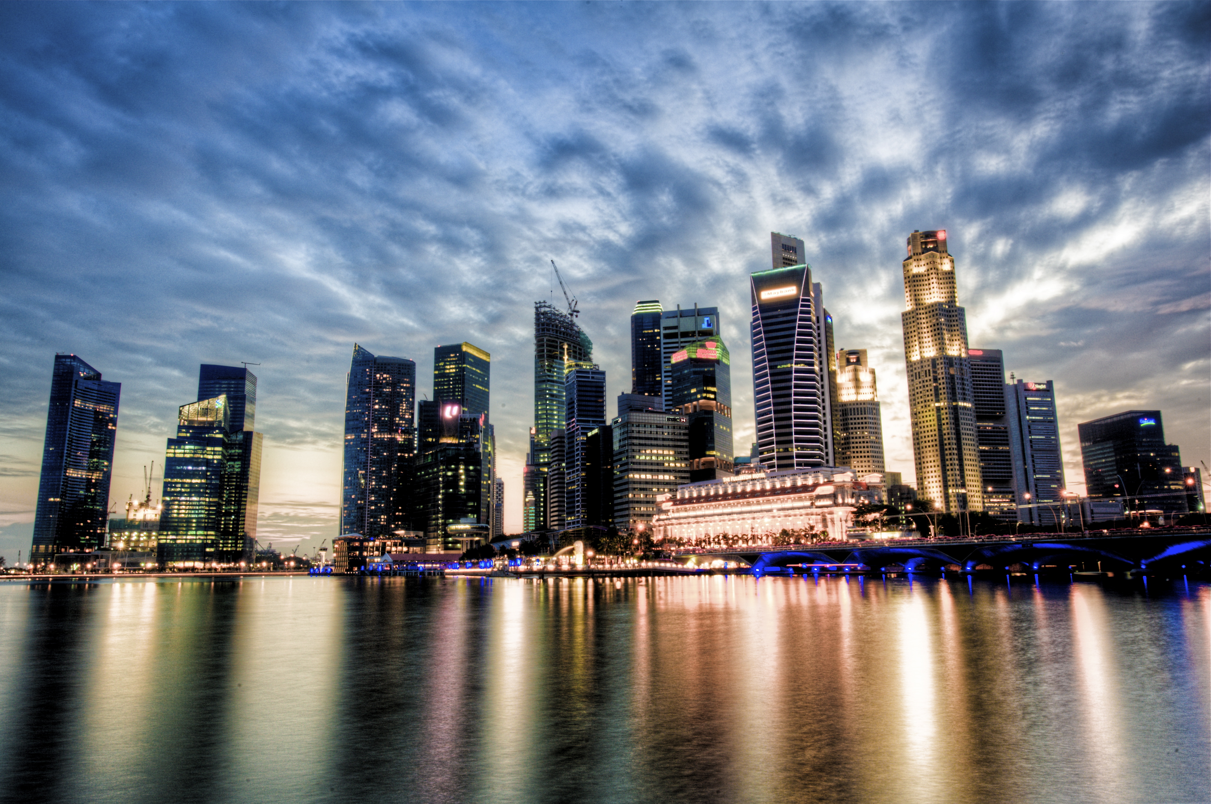 City skyline at dusk
