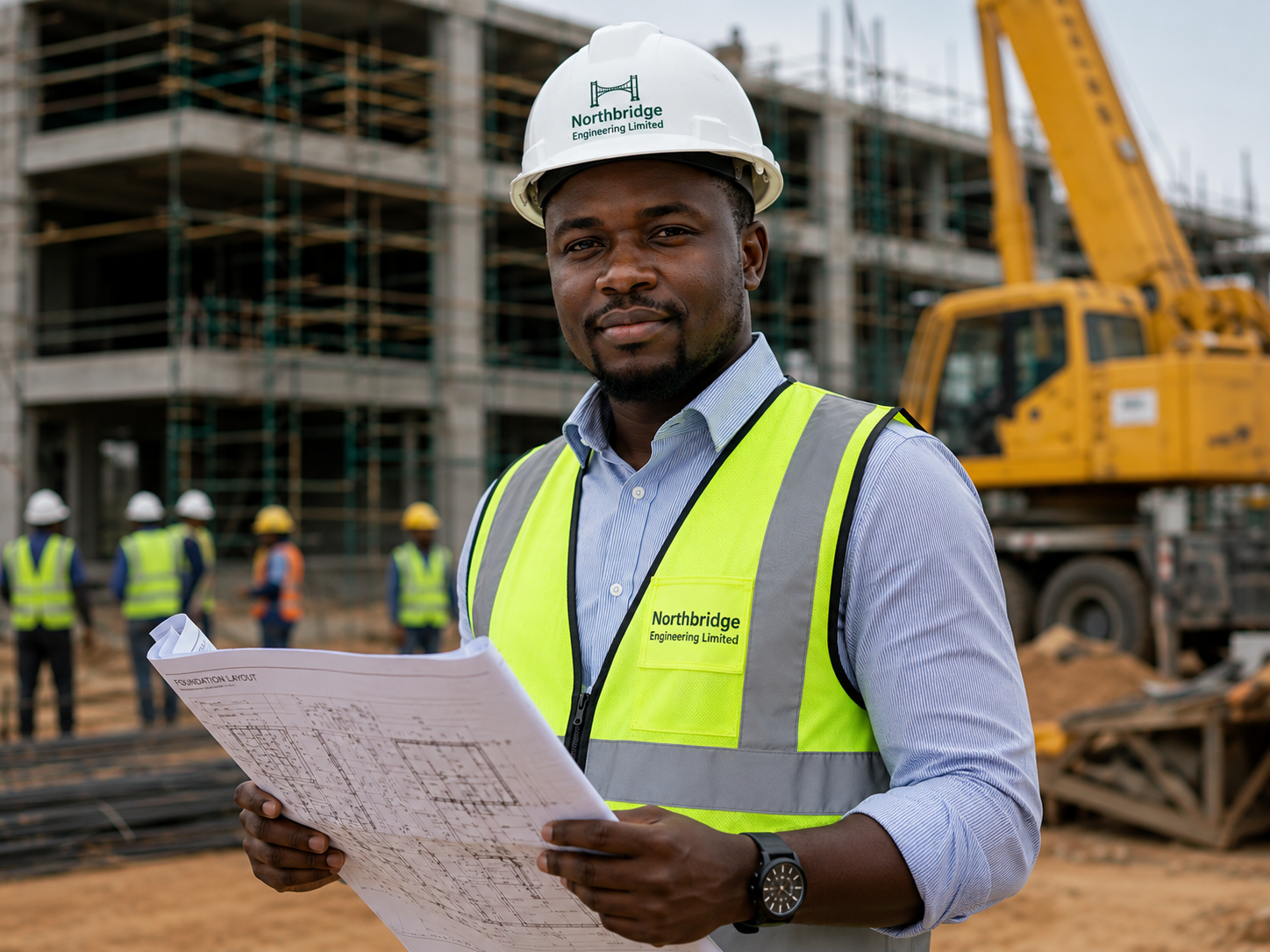 Engineers reviewing site plans