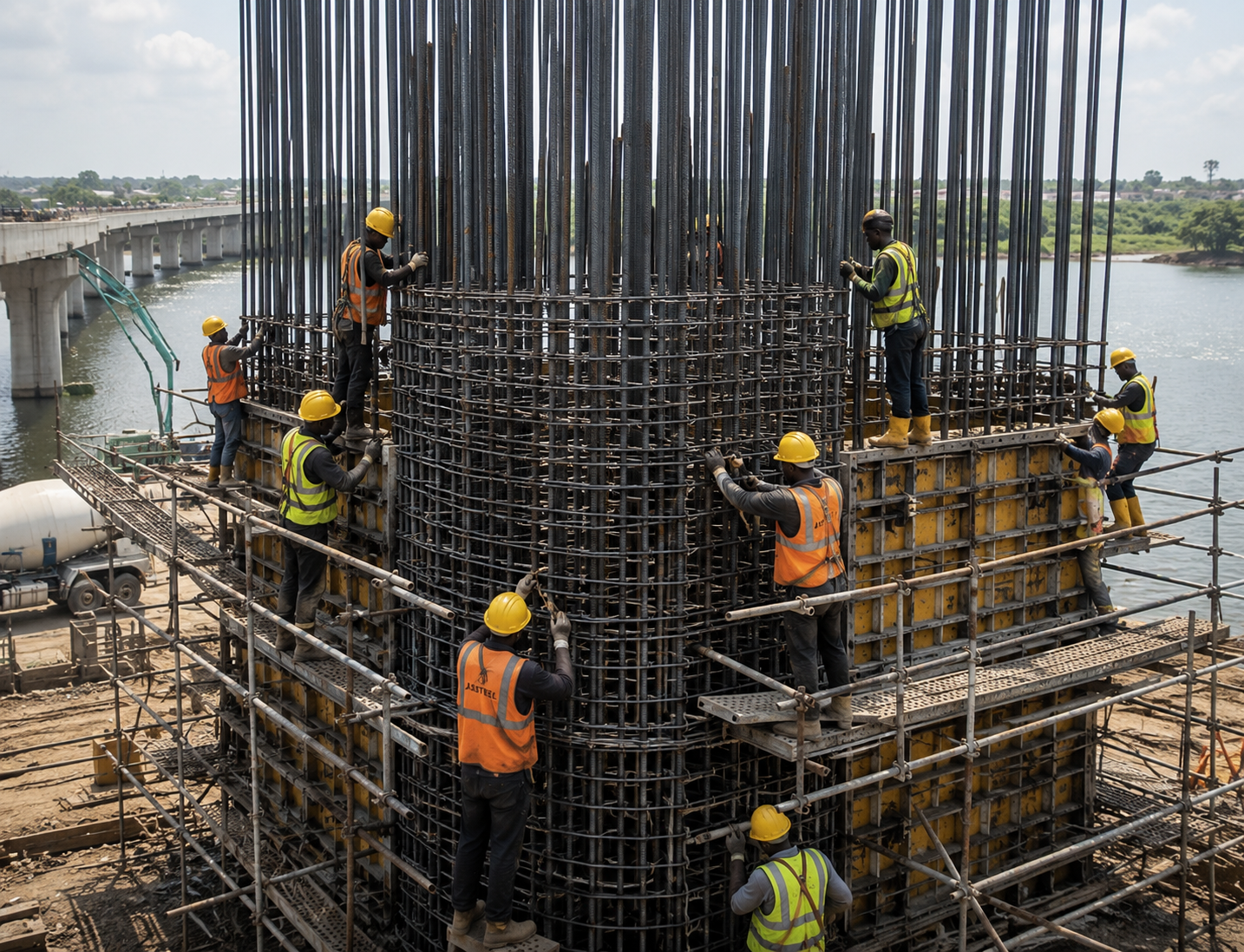 Bridge construction works